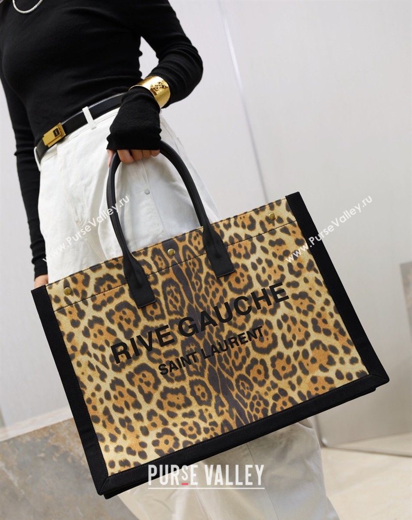 Saint Laurent Rive Gauche Large Tote bag in Leopard Print 2026 509415 (MHUI-260403064)