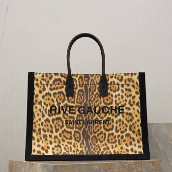 Saint Laurent Rive Gauche Large Tote bag in Leopard Print 2026 509415 (MHUI-260403064)