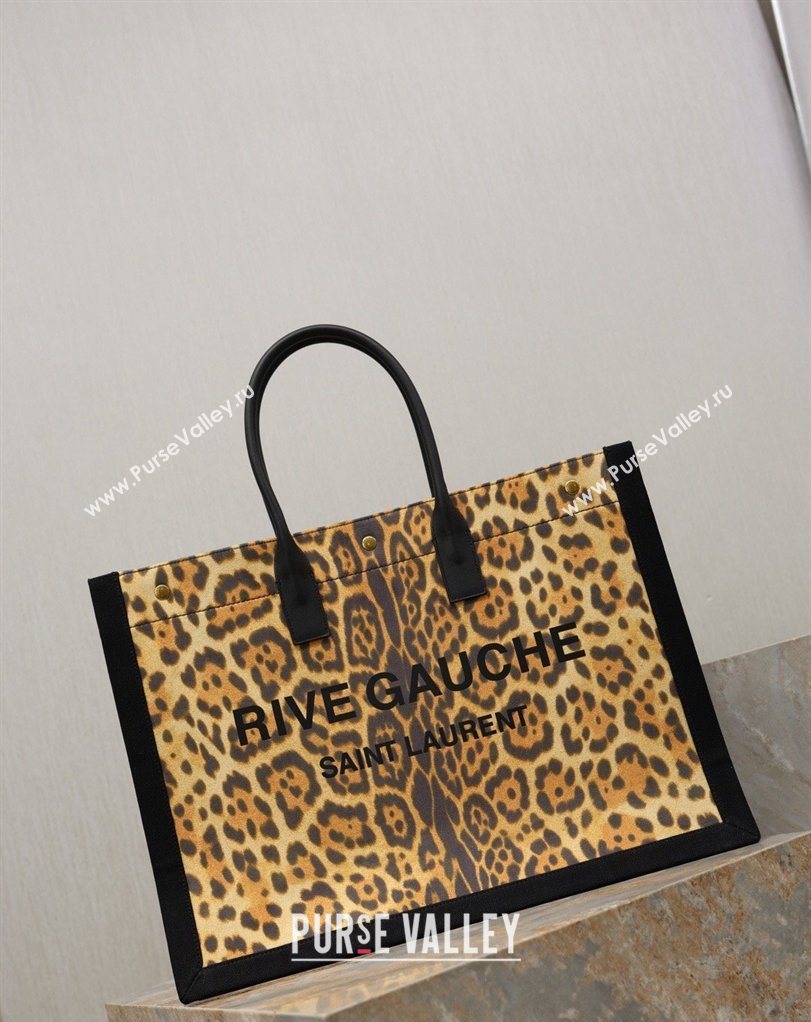 Saint Laurent Rive Gauche Large Tote bag in Leopard Print 2026 509415 (MHUI-260403064)