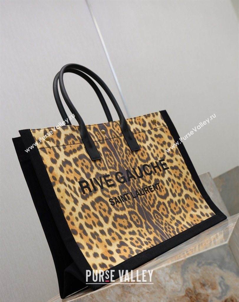 Saint Laurent Rive Gauche Large Tote bag in Leopard Print 2026 509415 (MHUI-260403064)