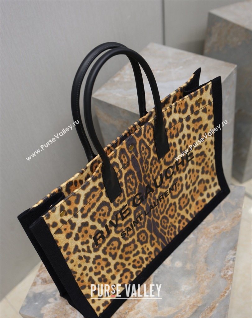 Saint Laurent Rive Gauche Large Tote bag in Leopard Print 2026 509415 (MHUI-260403064)