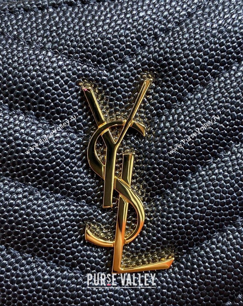 Saint Laurent Grained Leather Short Wallet Black/Gold 2026 575974 (MHUI-260403070)