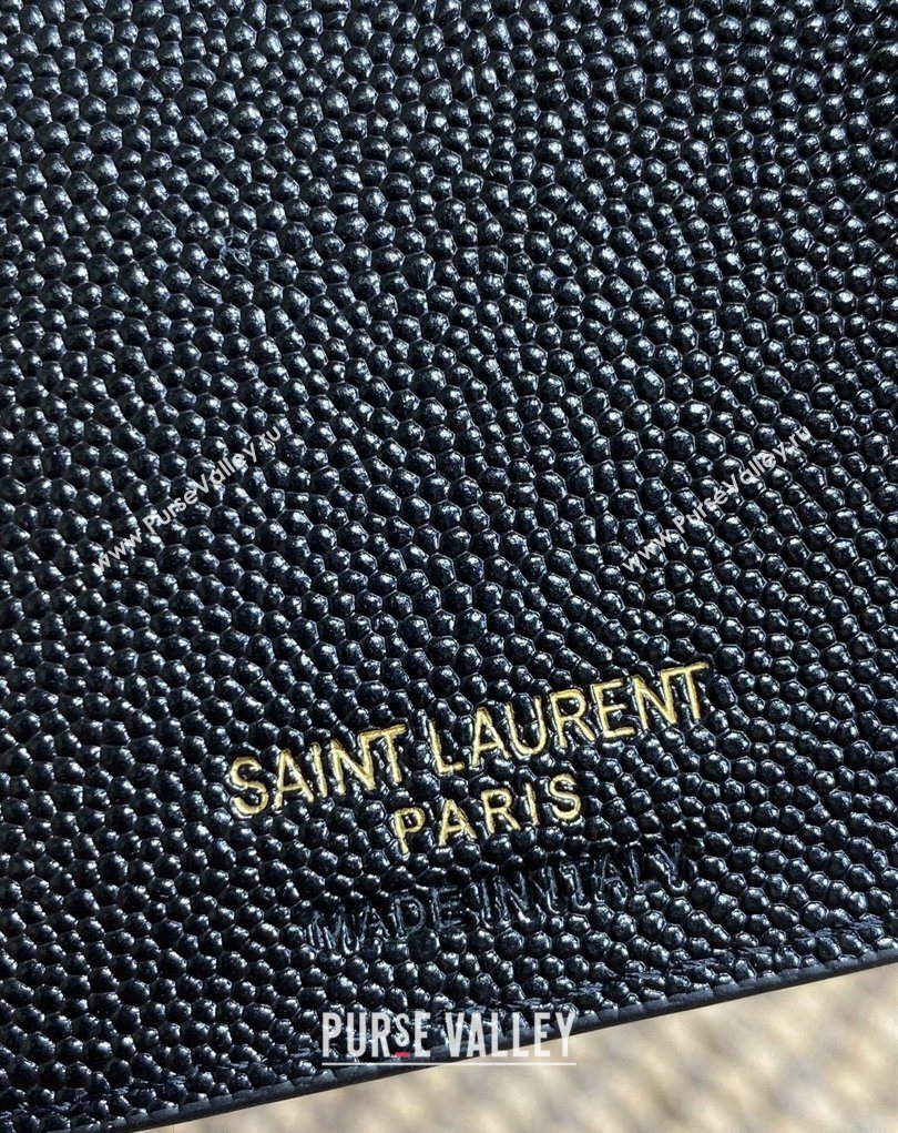 Saint Laurent Grained Leather Short Wallet Black/Gold 2026 575974 (MHUI-260403070)