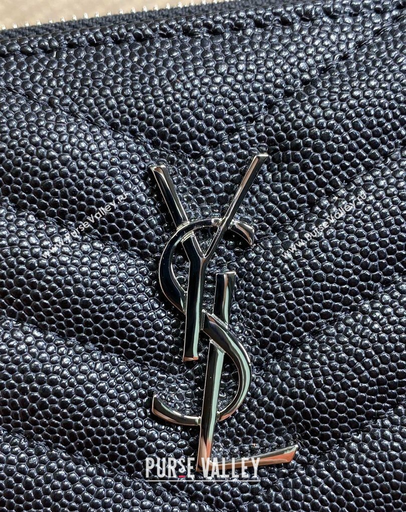 Saint Laurent Grained Leather Short Wallet Black/Silver 2026 575974 (MHUI-260403072)