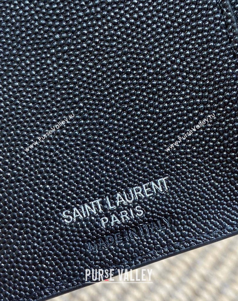 Saint Laurent Grained Leather Short Wallet Black/Silver 2026 575974 (MHUI-260403072)