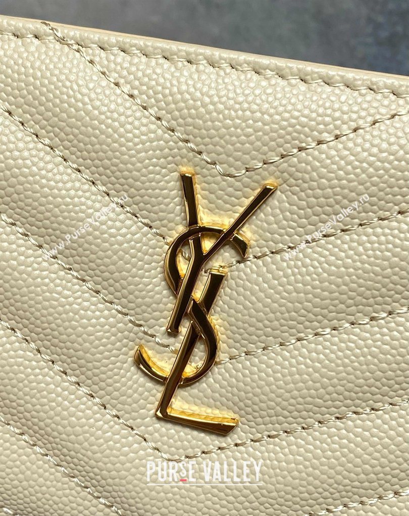 Saint Laurent Grained Leather Short Wallet Beige 2026 575974 (MHUI-260403073)