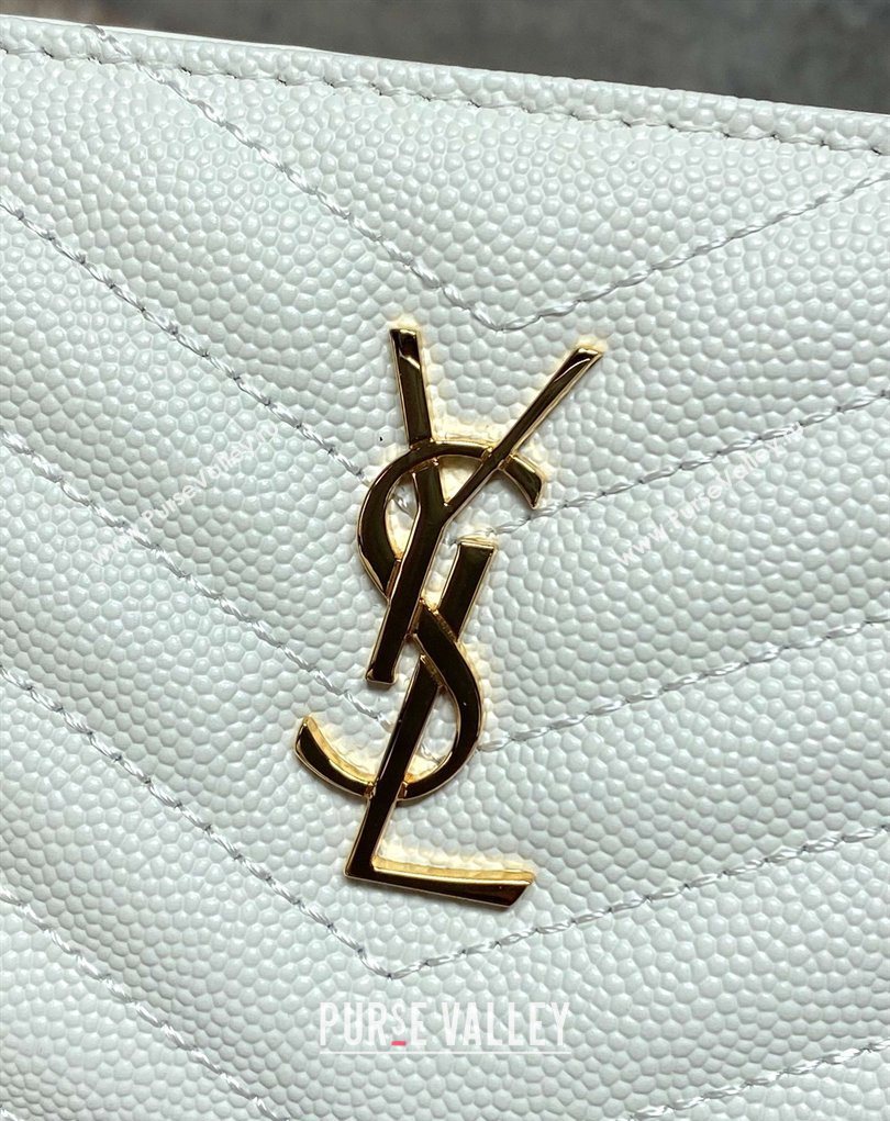 Saint Laurent Grained Leather Short Wallet White 2026 575974 (MHUI-260403074)