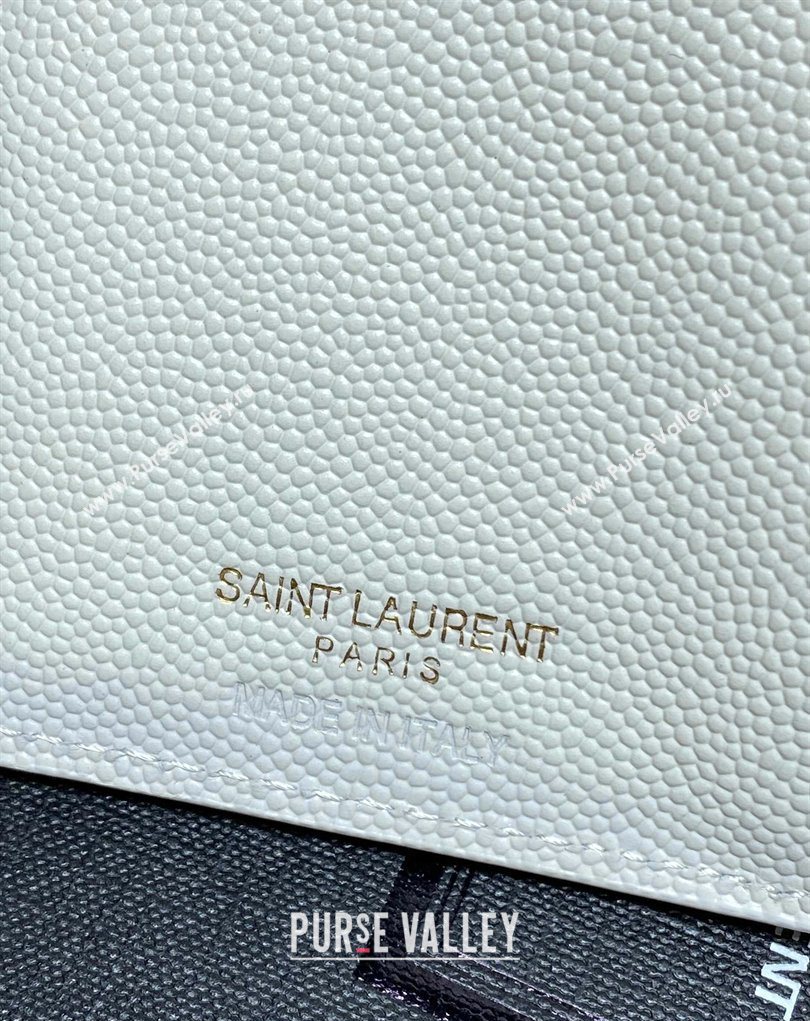 Saint Laurent Grained Leather Short Wallet White 2026 575974 (MHUI-260403074)