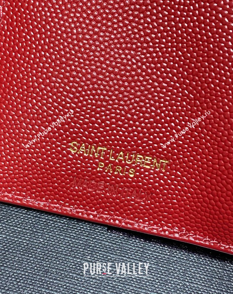 Saint Laurent Grained Leather Short Wallet Red 2026 575974 (MHUI-260403075)