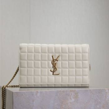 Saint Laurent Cassandre Quilted Lambskin Leather Chain Bag White 2026 743364 (MHUI-260403053)