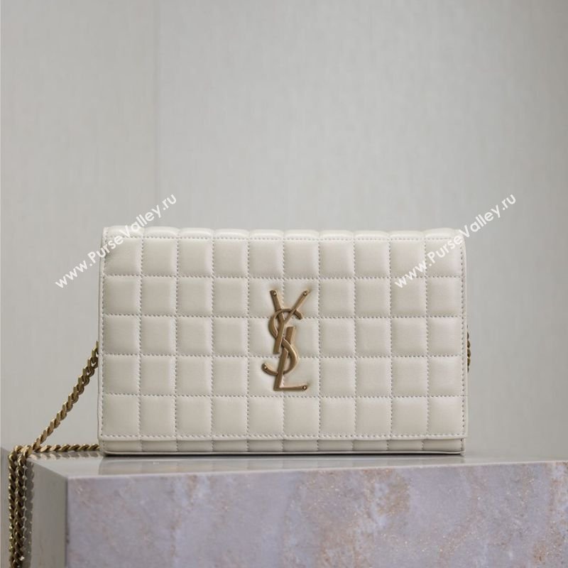 Saint Laurent Cassandre Quilted Lambskin Leather Chain Bag White 2026 743364 (MHUI-260403053)