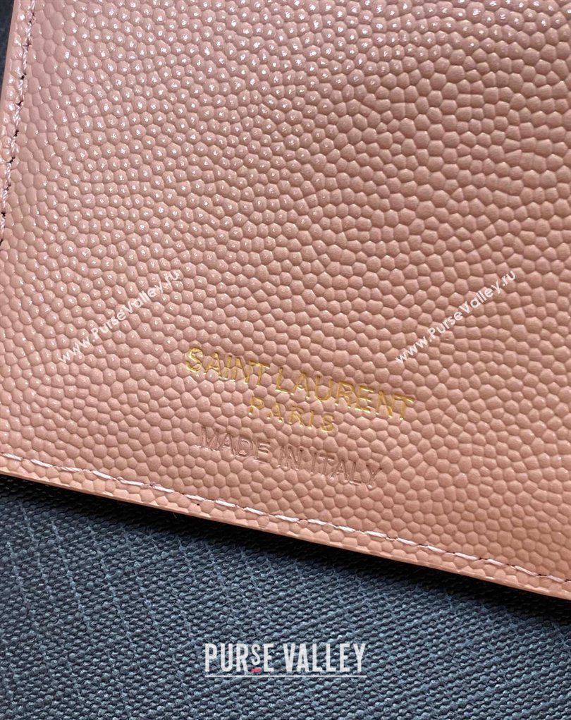 Saint Laurent Grained Leather Short Wallet Pink 2026 575974 (MHUI-260403076)