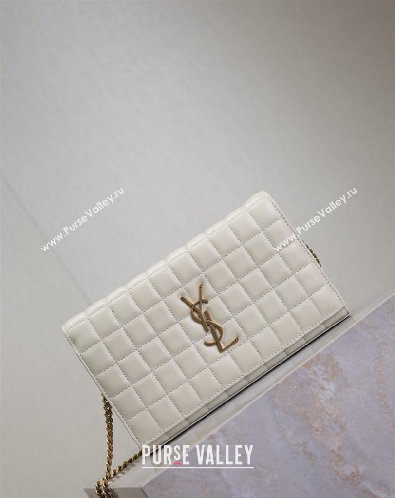 Saint Laurent Cassandre Quilted Lambskin Leather Chain Bag White 2026 743364 (MHUI-260403053)