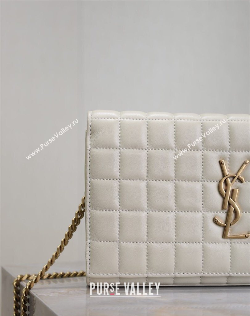 Saint Laurent Cassandre Quilted Lambskin Leather Chain Bag White 2026 743364 (MHUI-260403053)