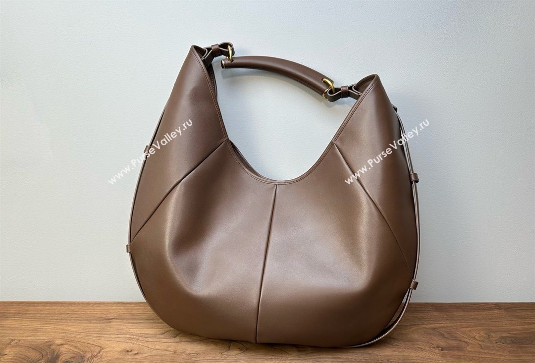 Saint Laurent MOMBASA large hobo bag in Leather Coffee Brown 2026 848811 (MHUI-260403088)