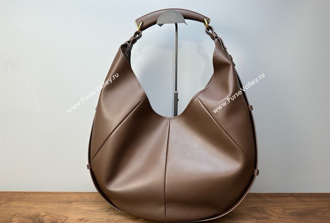 Saint Laurent MOMBASA large hobo bag in Leather Coffee Brown 2026 848811 (MHUI-260403088)