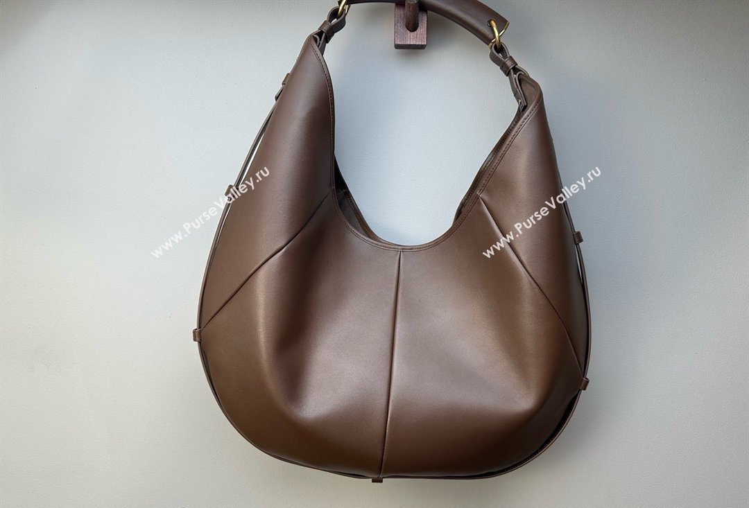 Saint Laurent MOMBASA large hobo bag in Leather Coffee Brown 2026 848811 (MHUI-260403088)