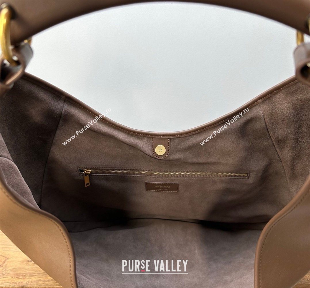 Saint Laurent MOMBASA large hobo bag in Leather Coffee Brown 2026 848811 (MHUI-260403088)