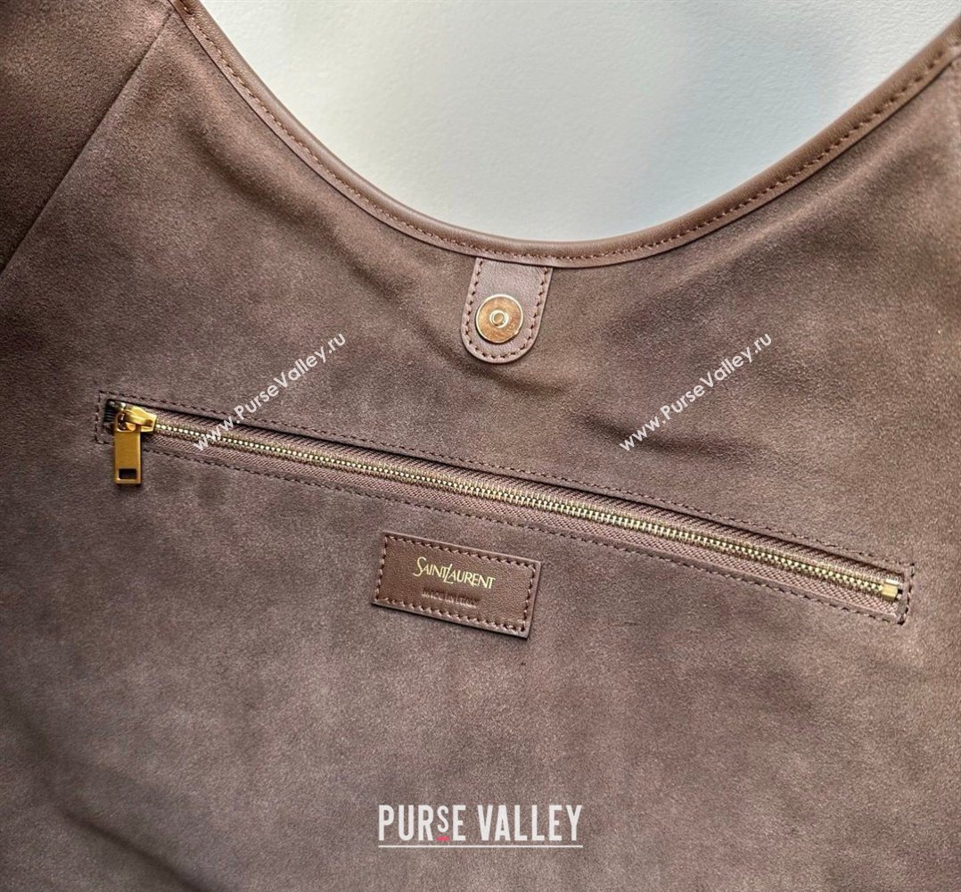 Saint Laurent MOMBASA large hobo bag in Leather Coffee Brown 2026 848811 (MHUI-260403088)