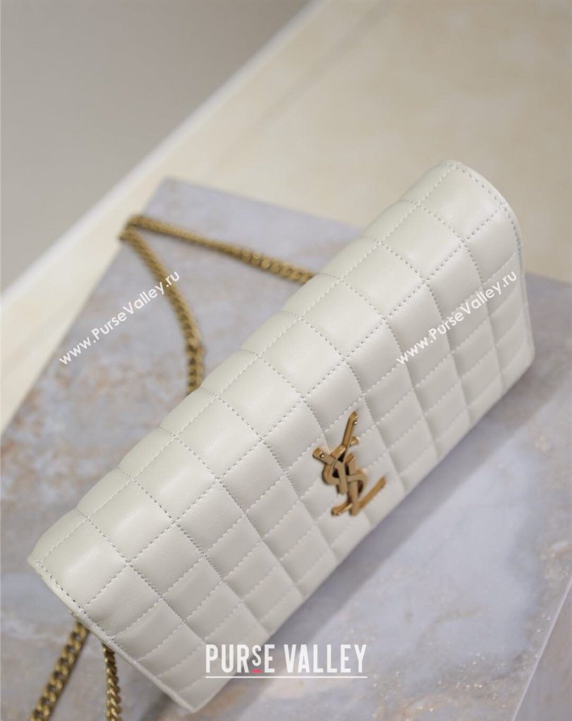 Saint Laurent Cassandre Quilted Lambskin Leather Chain Bag White 2026 743364 (MHUI-260403053)