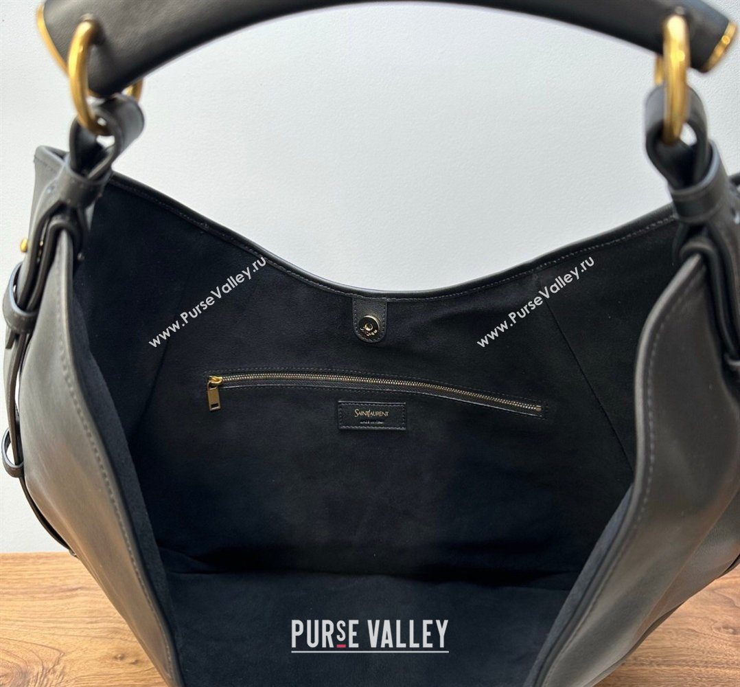 Saint Laurent MOMBASA large hobo bag in Leather Black 2026 848811 (MHUI-260403089)
