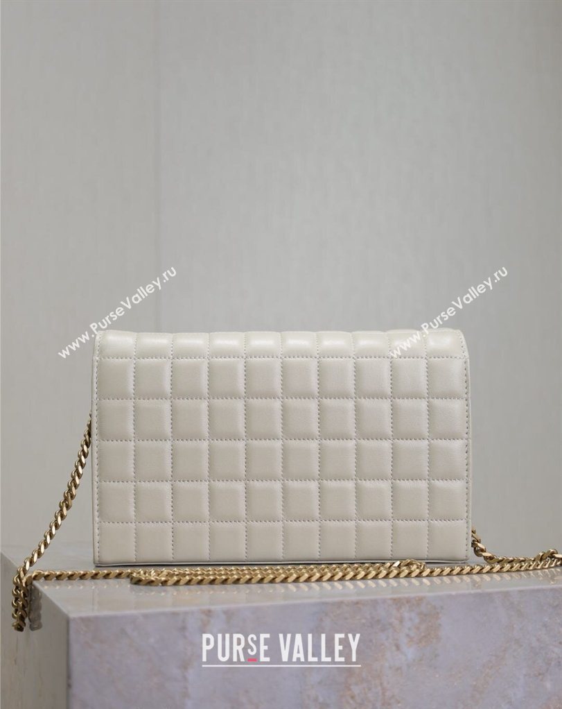 Saint Laurent Cassandre Quilted Lambskin Leather Chain Bag White 2026 743364 (MHUI-260403053)