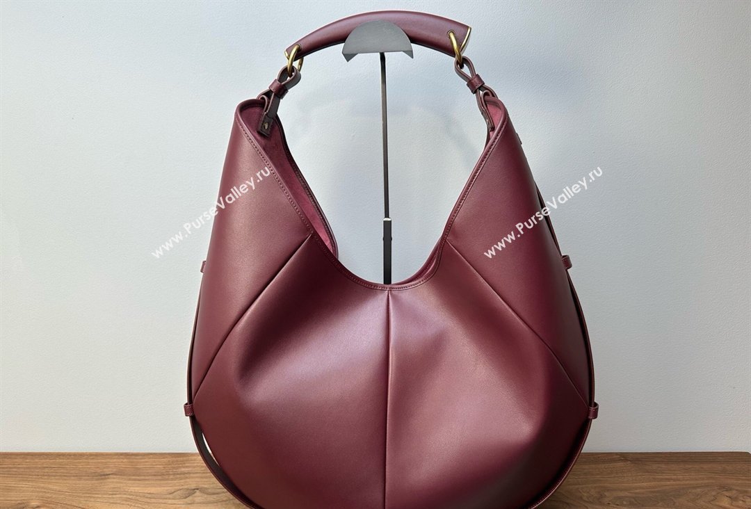 Saint Laurent MOMBASA large hobo bag in Leather Burgundy 2026 848811 (MHUI-260403090)