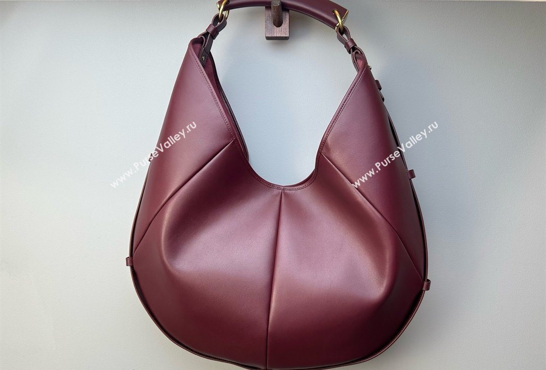 Saint Laurent MOMBASA large hobo bag in Leather Burgundy 2026 848811 (MHUI-260403090)