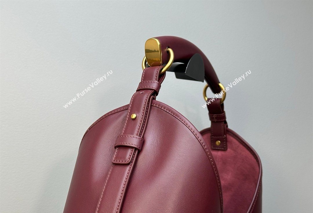 Saint Laurent MOMBASA large hobo bag in Leather Burgundy 2026 848811 (MHUI-260403090)