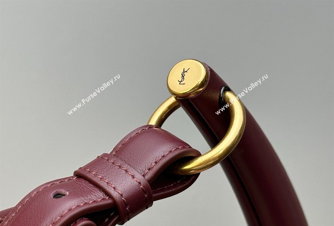 Saint Laurent MOMBASA large hobo bag in Leather Burgundy 2026 848811 (MHUI-260403090)