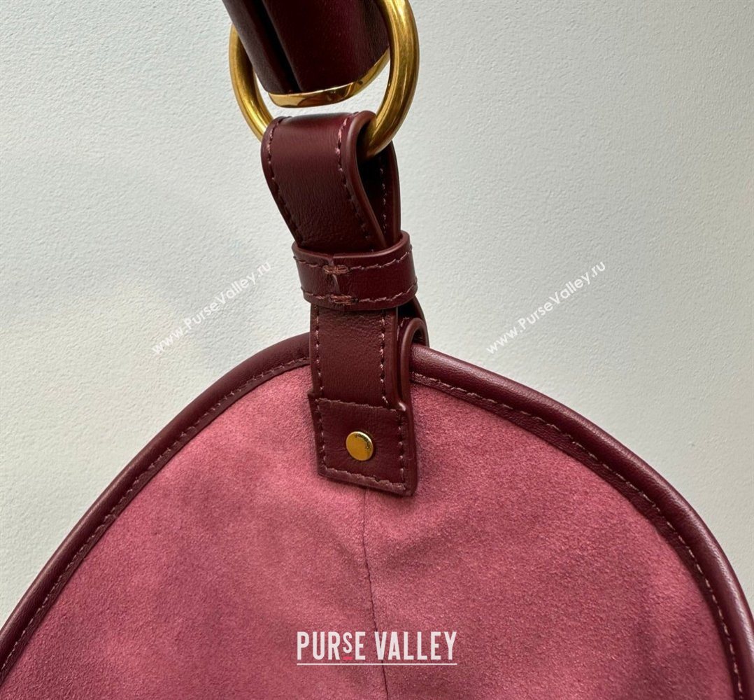 Saint Laurent MOMBASA large hobo bag in Leather Burgundy 2026 848811 (MHUI-260403090)
