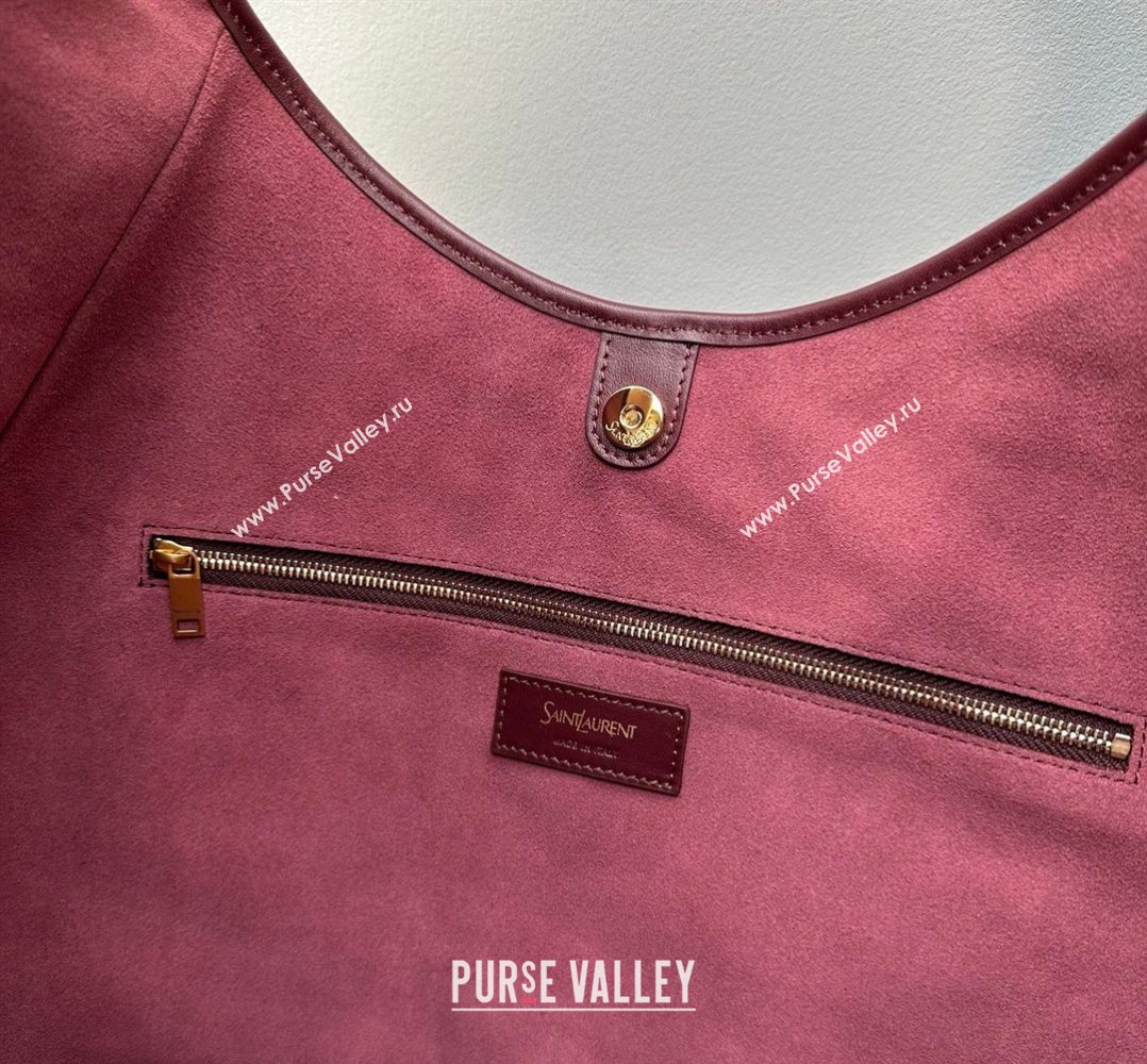 Saint Laurent MOMBASA large hobo bag in Leather Burgundy 2026 848811 (MHUI-260403090)