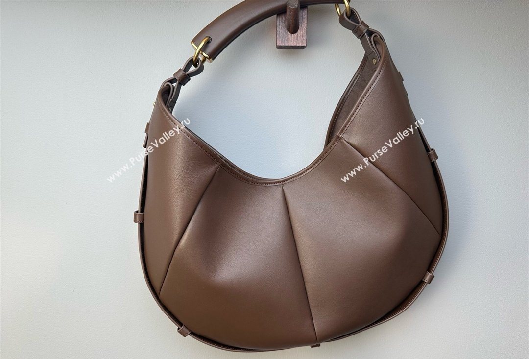 Saint Laurent MOMBASA Medium hobo bag in Leather Coffee Brown 2026 862029 (MHUI-260403091)
