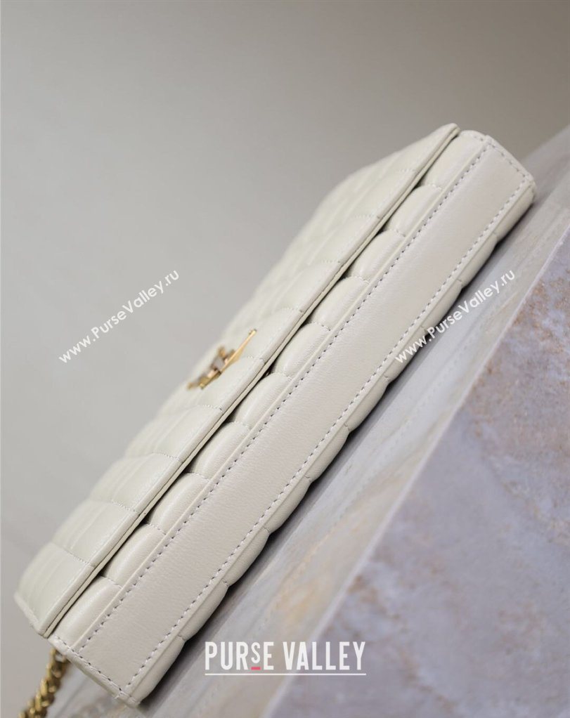 Saint Laurent Cassandre Quilted Lambskin Leather Chain Bag White 2026 743364 (MHUI-260403053)