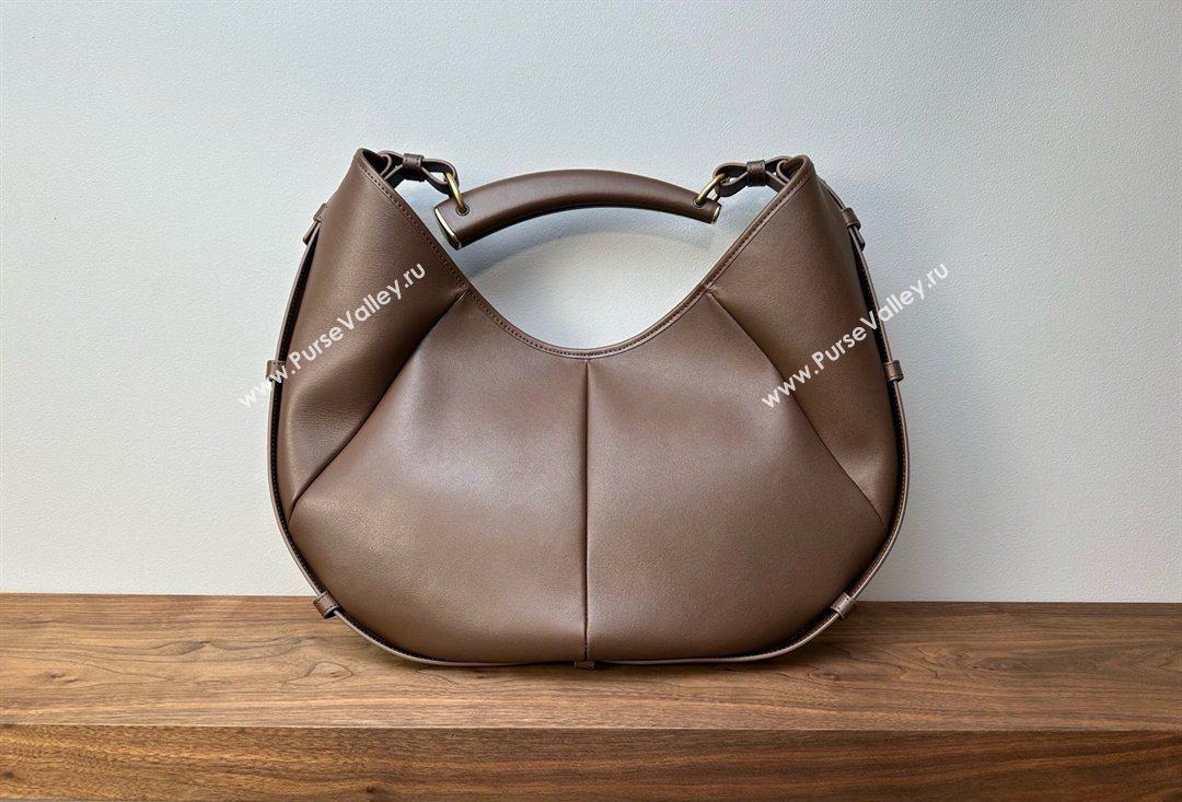 Saint Laurent MOMBASA Medium hobo bag in Leather Coffee Brown 2026 862029 (MHUI-260403091)