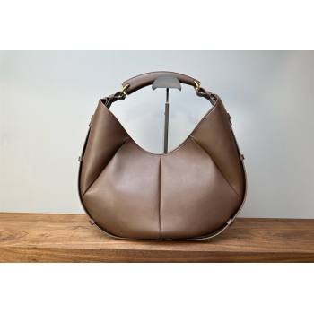 Saint Laurent MOMBASA Medium hobo bag in Leather Coffee Brown 2026 862029 (MHUI-260403091)