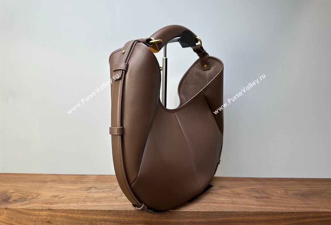 Saint Laurent MOMBASA Medium hobo bag in Leather Coffee Brown 2026 862029 (MHUI-260403091)