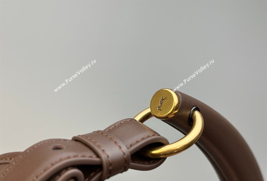 Saint Laurent MOMBASA Medium hobo bag in Leather Coffee Brown 2026 862029 (MHUI-260403091)