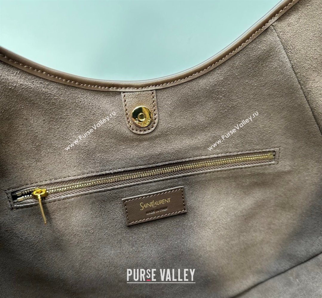 Saint Laurent MOMBASA Medium hobo bag in Leather Coffee Brown 2026 862029 (MHUI-260403091)