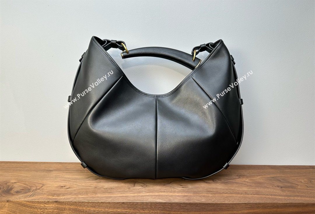 Saint Laurent MOMBASA Medium hobo bag in Leather Black 2026 862029 (MHUI-260403092)