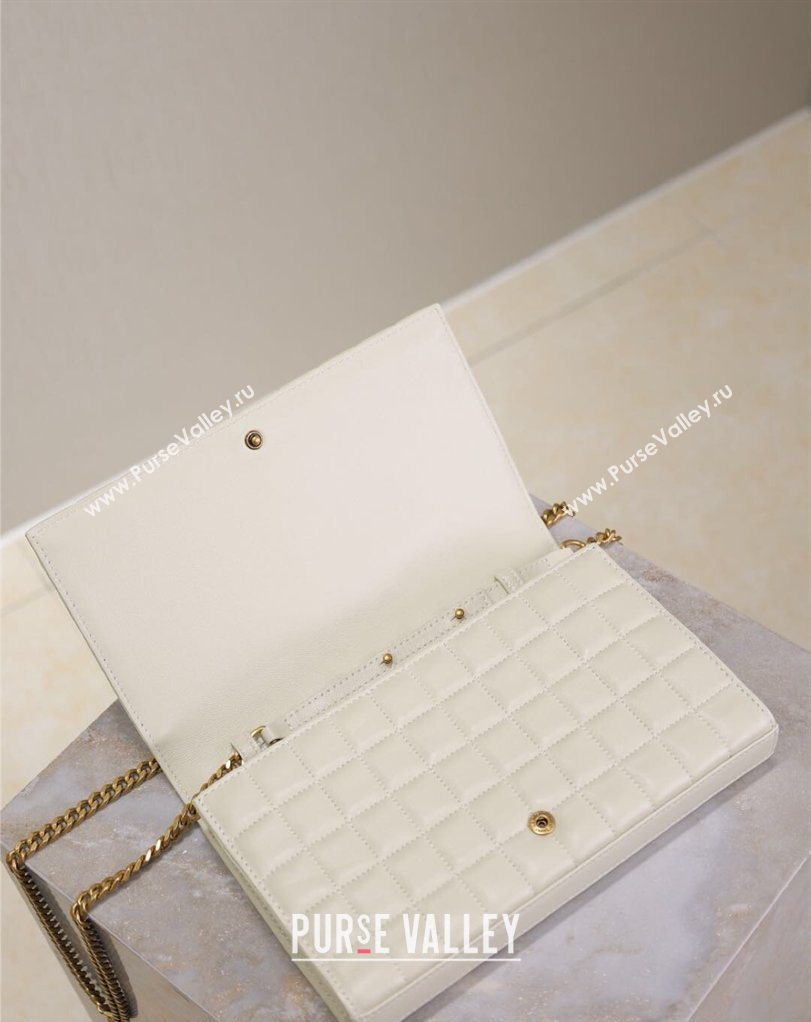 Saint Laurent Cassandre Quilted Lambskin Leather Chain Bag White 2026 743364 (MHUI-260403053)