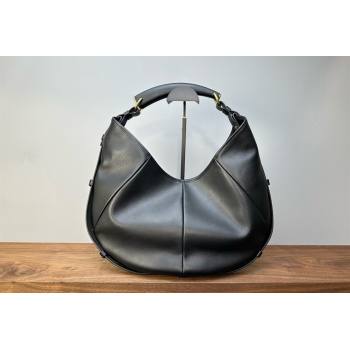 Saint Laurent MOMBASA Medium hobo bag in Leather Black 2026 862029 (MHUI-260403092)