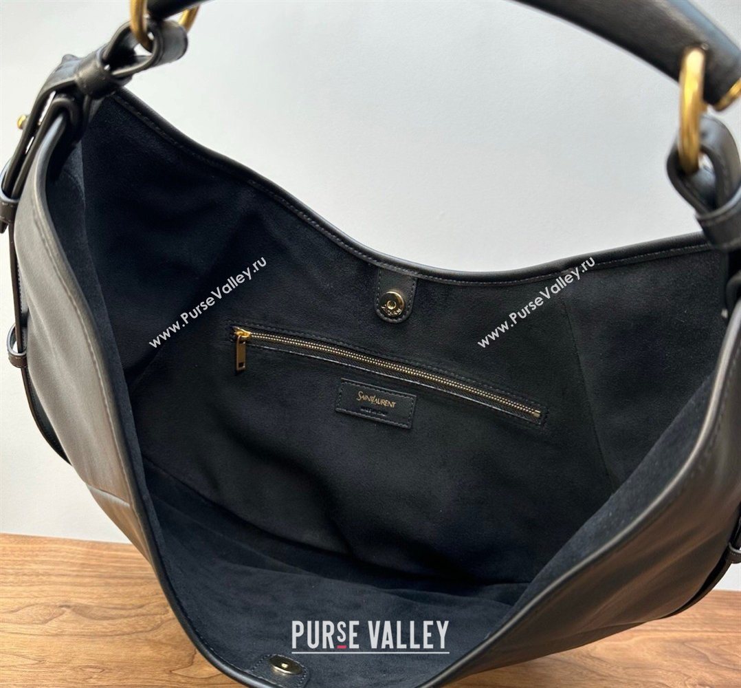 Saint Laurent MOMBASA Medium hobo bag in Leather Black 2026 862029 (MHUI-260403092)