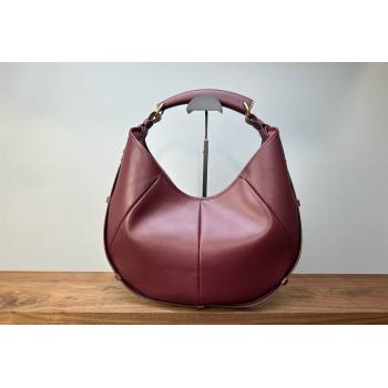 Saint Laurent MOMBASA Medium hobo bag in Leather Burgundy 2026 862029 (MHUI-260403093)