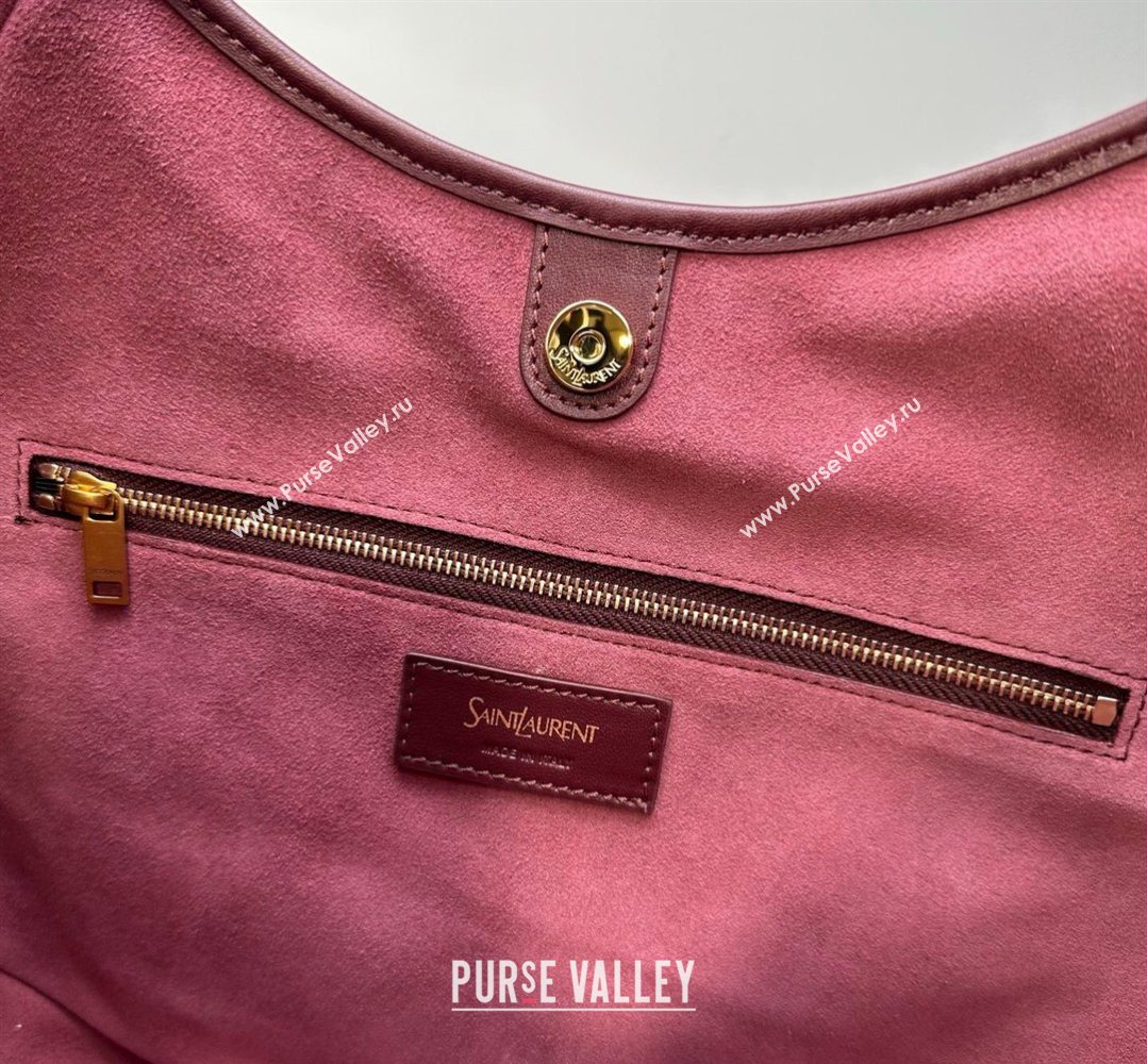 Saint Laurent MOMBASA Medium hobo bag in Leather Burgundy 2026 862029 (MHUI-260403093)