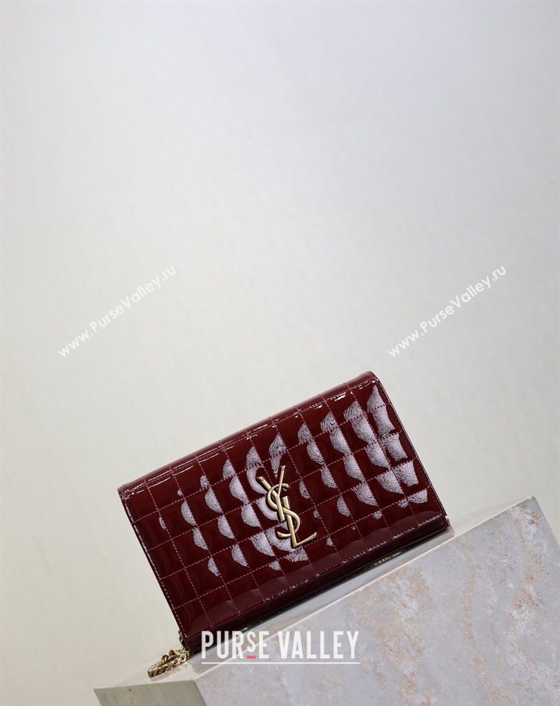 Saint Laurent Cassandre Quilted Patent Leather Chain Bag Burgundy 2026 743364 (MHUI-260403054)