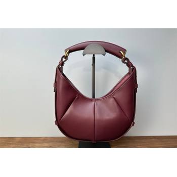 Saint Laurent MOMBASA Small hobo bag in Leather Burgundy 2026 851432 (MHUI-260403094)