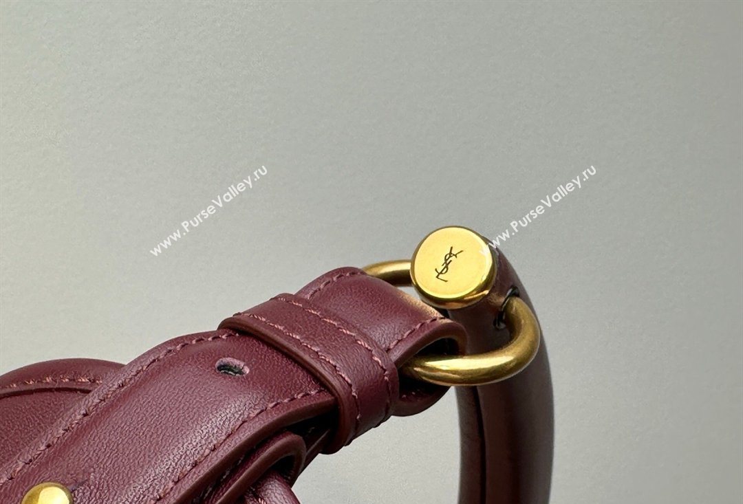 Saint Laurent MOMBASA Small hobo bag in Leather Burgundy 2026 851432 (MHUI-260403094)