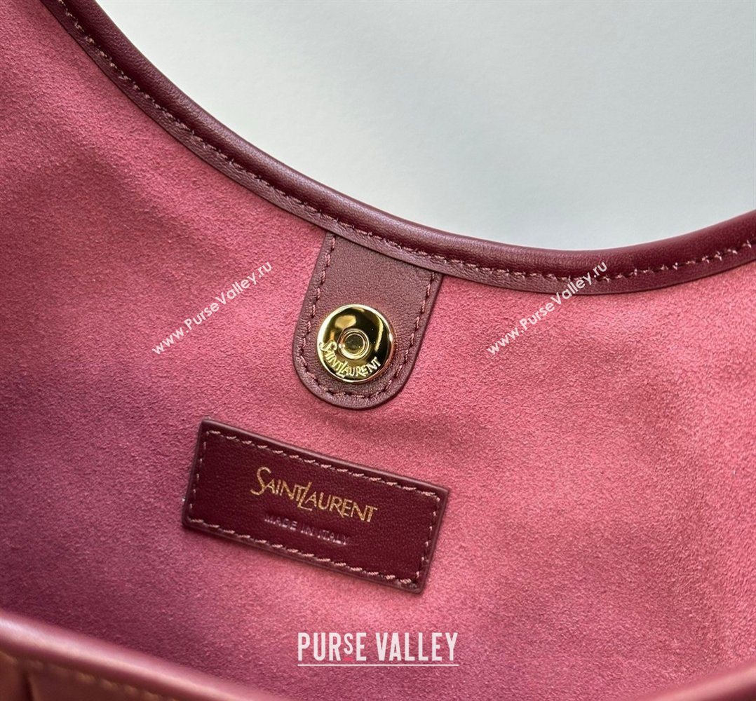 Saint Laurent MOMBASA Small hobo bag in Leather Burgundy 2026 851432 (MHUI-260403094)