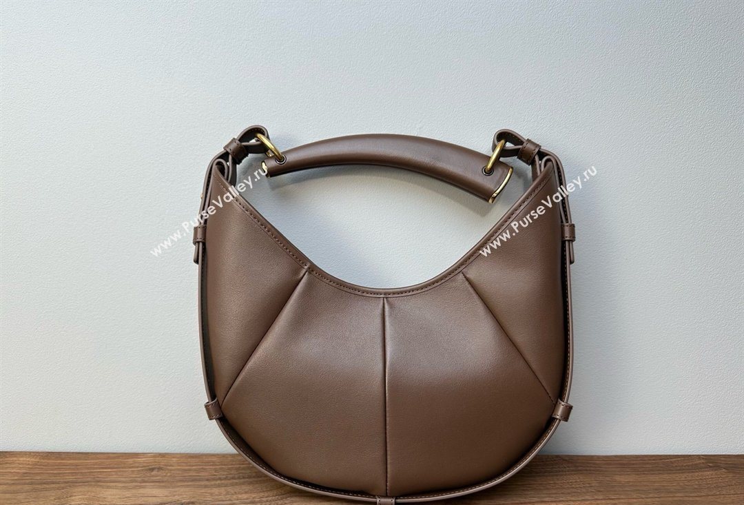 Saint Laurent MOMBASA Small hobo bag in Leather Coffee Brown 2026 851432 (MHUI-260403096)